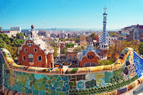 Park Guell in Barcelona. Barcelona - Spain Canvas Print