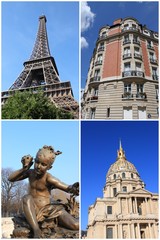 Sticker - Paris, 4 photos pour carte postale