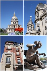 Sticker - Paris, 4 photos pour carte postale