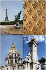 Sticker - Paris, 4 photos pour carte postale