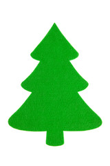 Wall Mural - Felt Christmas tree cutout isolated on white background