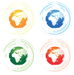 Wall Mural - a set of four abstract worlds