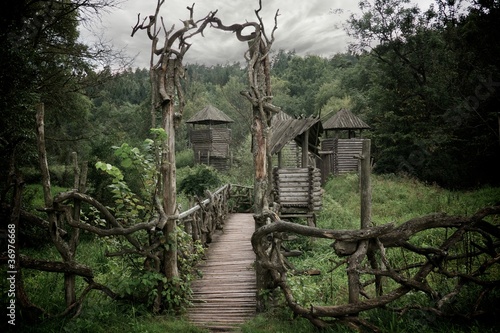 Fotografía Medieval wooden fortification.