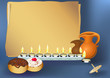 chanukah candles on with jewish traditional cakes