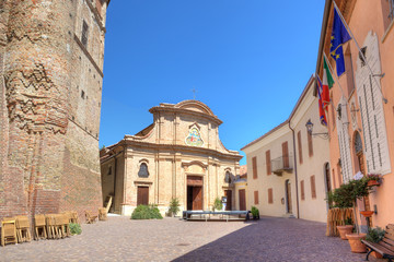 Wall Mural - Plaza in town of Roddi, northern Italy.