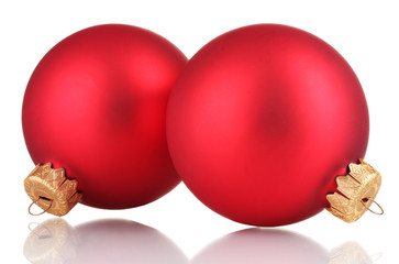 beautiful red Christmas balls isolated on white