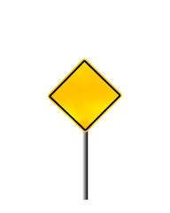 Blank yellow road warning sign