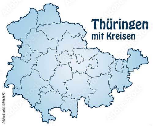 Bundesland Thüringen mit Landkreisen Stock-Vektorgrafik | Adobe Stock