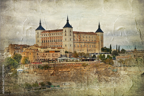 Obraz na płótnie canvas dwuczęściowy "dyptyk" Toledo alcazar (hiszpania) - obraz w stylu malarstwa