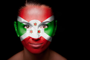 Wall Mural - Portrait of a woman with the flag of the Burundi