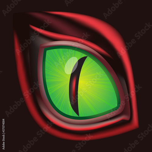 Naklejka - mata magnetyczna na lodówkę Dragon eye - original realistic vector illustration