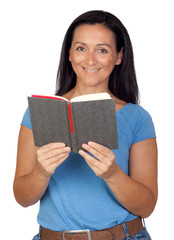 Wall Mural - Brunette woman reading a book