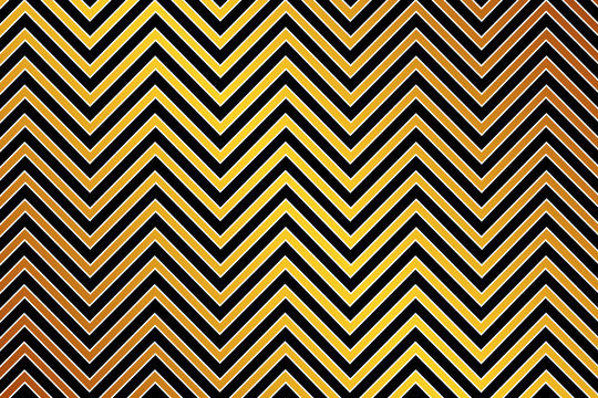 Trendy chevron patterned background, golden, black and white