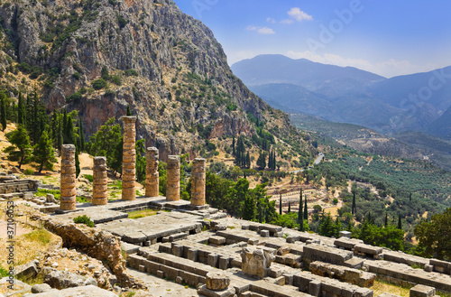 Fotoboard na płycie Ruiny świątyni apollo w delphi, grecja