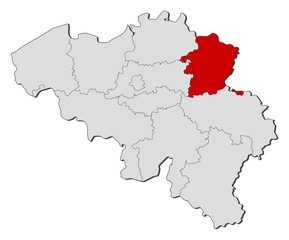 Naklejka na meble Map of Belgium, Limburg highlighted