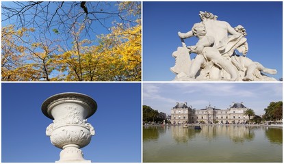 Poster - Jardins à Paris, 4 photos pour carte postale