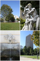 Wall Mural - Jardins à Paris, 4 photos pour carte postale	