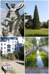 Wall Mural - Jardins à Paris, 4 photos pour carte postale	