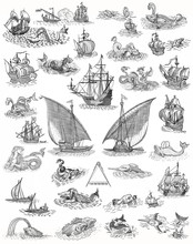 Old Boats And Monsters Set