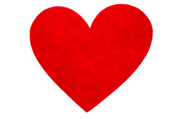 Wall Mural - Red felt heart isolated on white