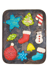 Wall Mural - Iced Christmas cookies on a baking stone