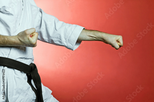 Plakat na papierze fotorealistycznym Trening karate na siłowni