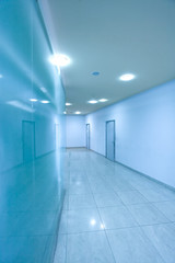 Canvas Print - vanishing business blue corridor