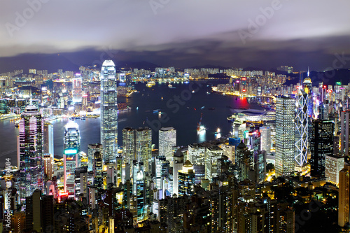 Tapeta ścienna Hongkong miasto nocą