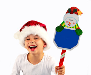 Sticker - Kind mit Weihnachtsschild