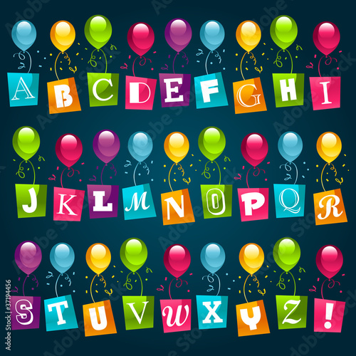 Obraz na płótnie canvas dwuczęściowy "dyptyk" Alfabet balony party