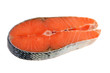 Raw salmon with skin isolated on a white background
