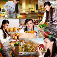 Wall Mural - Girl in supermarket