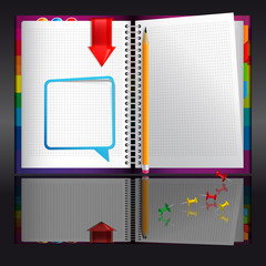 Wall Mural - Notebook with bookmarks and pencil