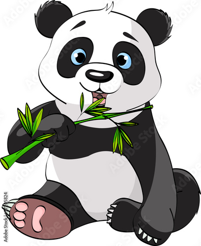 Naklejka na szybę Panda eating bamboo