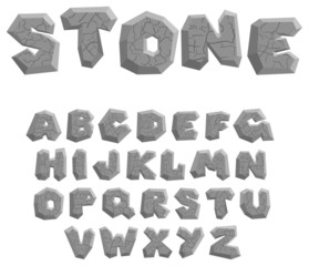 Wall Mural - Vector cracked stone alphabet on a white background