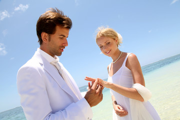 Wall Mural - Wedding on a white sandy beach