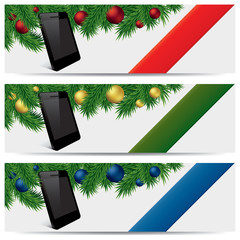 Canvas Print - vector website headers, Christmas smart phone promotion banners