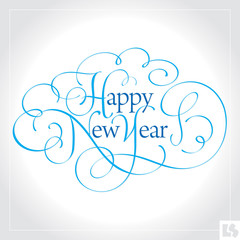 happy new year hand lettering (vector)