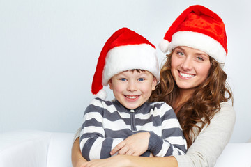 Wall Mural - Santa woman and boy