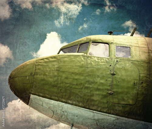 Naklejka ścienna Old military plane close up