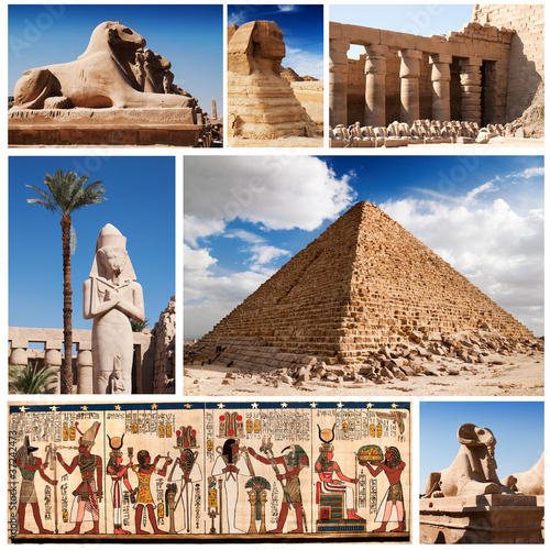 Naklejka na kafelki Egypt, sphinx and pyramids collection.