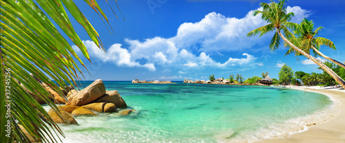 Foto-Schiebegardine mit Schienensystem - tropical paradise - Seychelles islands (von Freesurf)