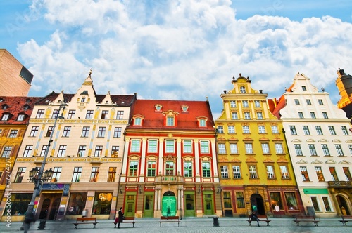 Obraz w ramie Market square tenements, Wroclaw Poland