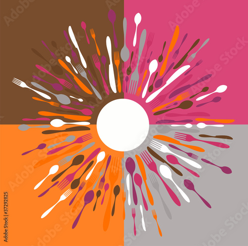 Board z aluminiowym obramowaniem Menu restauracji ze sztućcami