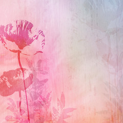 Fototapete - grunge background with poppies