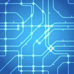 Poster - Seamless background of glowing metro scheme