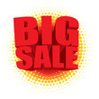 Vector 3D big sale text against a radial halftone