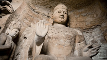 Huge Buddha Statues In Cave
