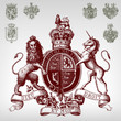 Engraving vintage coat of arms set.
