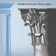 Engraving vintage corinthian column.